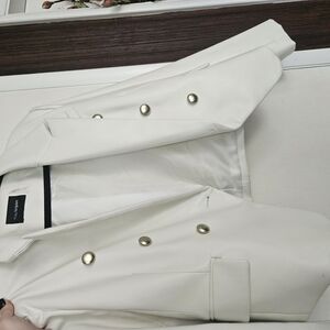 Womens White Pleather Blazer
